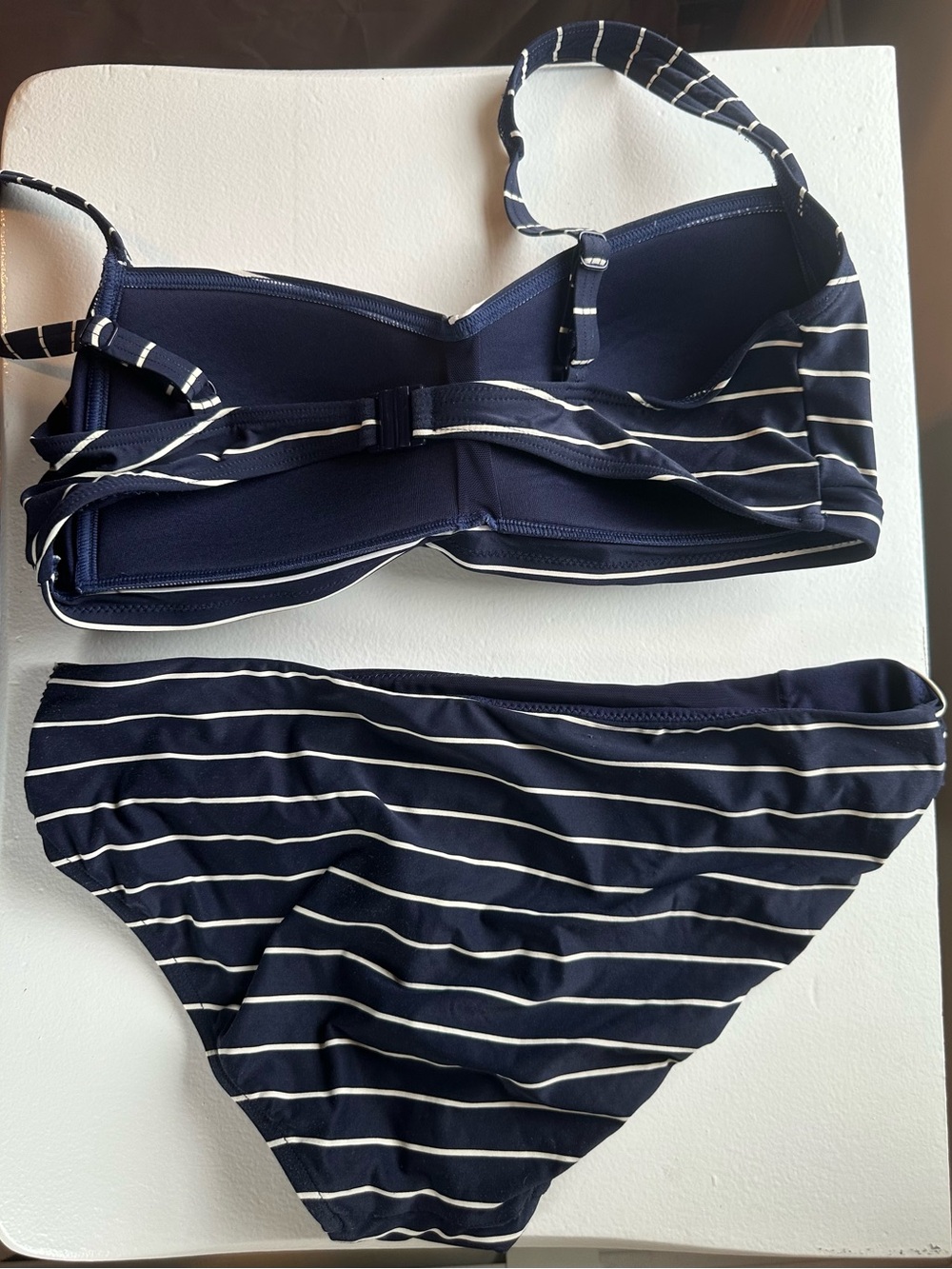 Striped Navy Bandeau Bikini Set - Picture 2 of 3